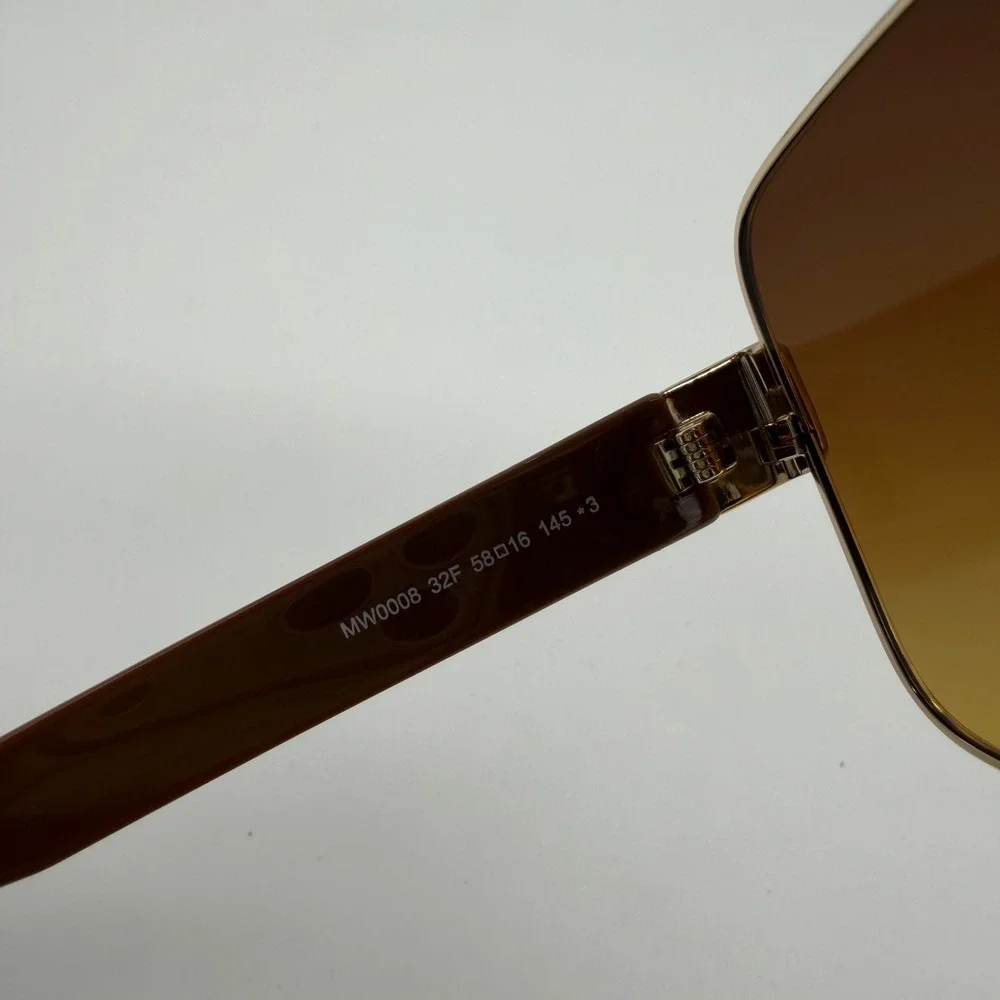 MCM MW0008 32F Gold Brown Square Navigator Sunglasses with Crossbody Case New